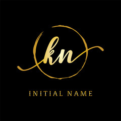 KN Initial name Gold sign logo 