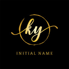 Fototapeta premium KY Initial name Gold sign logo 