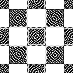 Trendy seamless pattern designs. Figures with Zebra stripes. Vector geometric background. Can be used for wallpaper, textile, invitation card, wrapping, web page background.