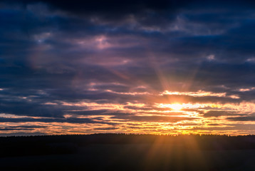 Fototapeta premium impressive sunset with night falls