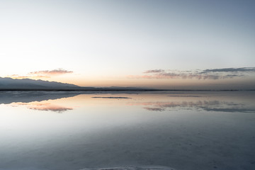 Sunrise view of chaka salt lake