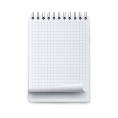 Notebook or calendar sheet blank mockup 3d flat vector illustration isolated.