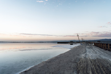 Sunrise view of chaka salt lake