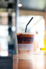 Iced caramel latte coffee