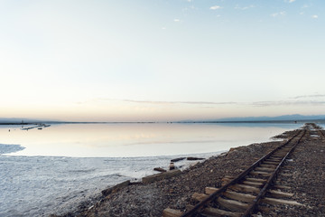 Railway tracks in chaka salt lake