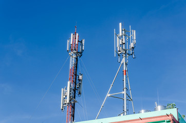 Telecommunication pole over the clouds
