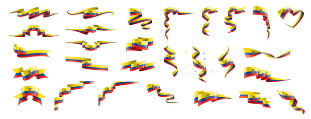 Ecuador flag, vector illustration on a white background - obrazy, fototapety, plakaty