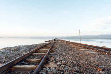 Railway tracks in chaka salt lake
