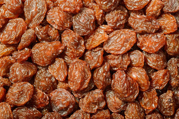 food background of raisin, top view