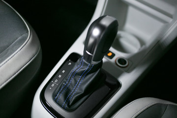 Fototapeta na wymiar Handle of electric car gearbox control