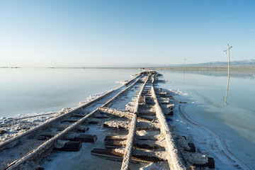 Railway tracks in chaka salt lake