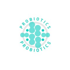 Probiotics logo. Bacteria logo. Concept of healthy nutrition ingredient for therapeutic purposes. Simple flat style trend modern logotype graphic design isolated