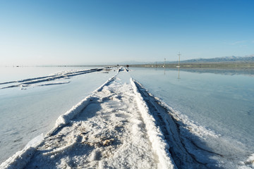 Railway tracks in chaka salt lake