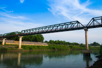 Fototapeta na wymiar Bridge - Built Structure, Iron Bridge - Built Structure, River, Water, Serbia