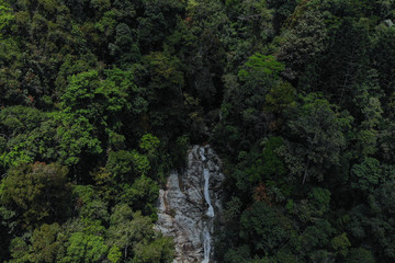 An aerial view of Lata Iskandar waterfall in Tapah, Perak