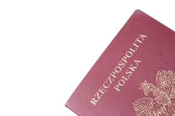 Ein polnischer Reisepass auf weissem Hintergrund