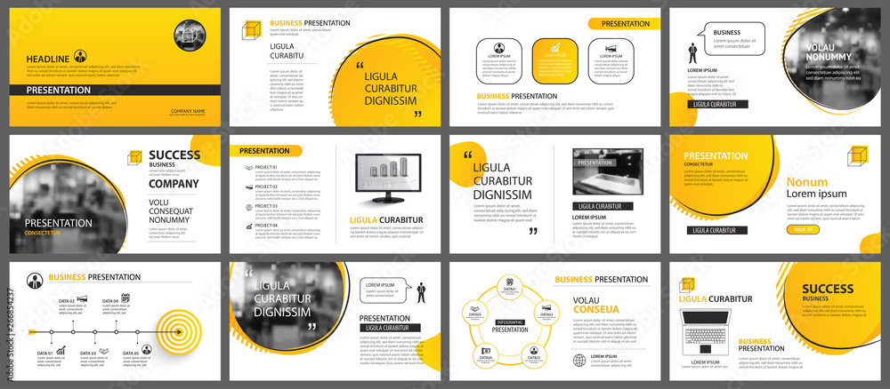 Wall mural presentation and slide layout background. design yellow and orange gradient geometric template. use 