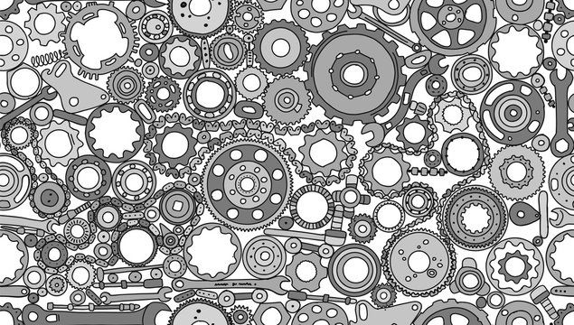 Auto spare parts and gears, seamless pattern for your design