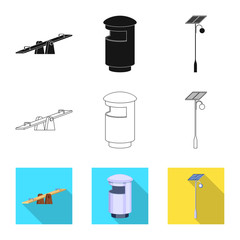 Isolated object of urban and street symbol. Set of urban and relaxation stock symbol for web.