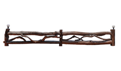 Crafts wooden timber fence with lamp decoration