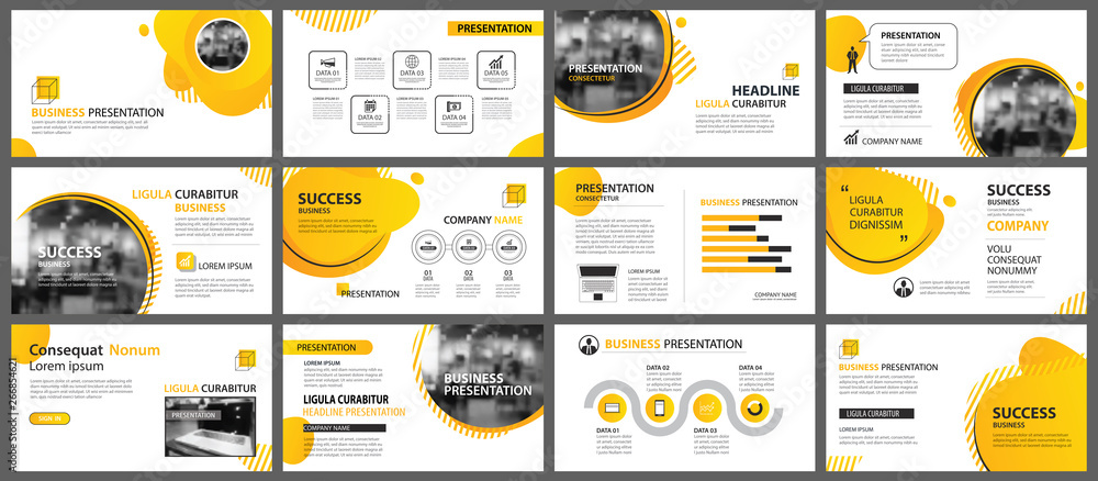 Poster presentation and slide layout background. design yellow and orange gradient geometric template. use 