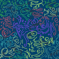abstract doodle hand drawn pattern romantic vector. chaotic wavy lines, curl, scroll background. Seamless pattern. for wallpapers, pattern fills, web page backgrounds, surface textures.