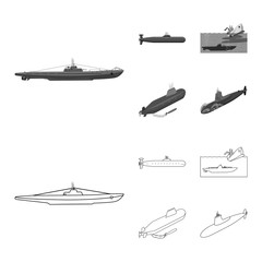 Isolated object of war  and ship logo. Set of war  and fleet stock symbol for web.