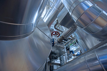 Industrial Steel pipelines, valves, cables and walkways