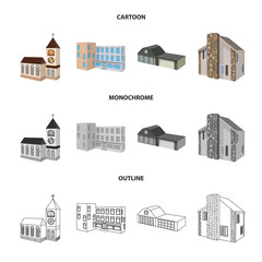 Fototapeta premium Vector illustration of facade and housing logo. Set of facade and infrastructure vector icon for stock.