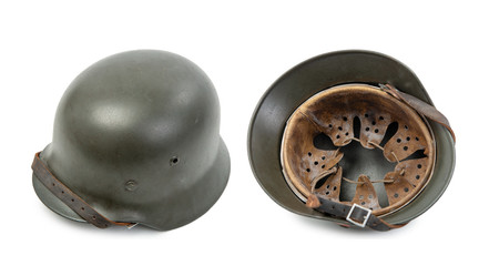 German World War Two (Stahlhelm M1942) military helmet, Normandy 1944