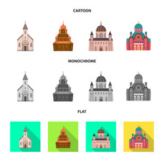 Fototapeta premium Vector design of cult and temple logo. Set of cult and parish stock symbol for web.