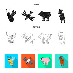 Vector design of toy and science symbol. Set of toy and toy stock symbol for web.