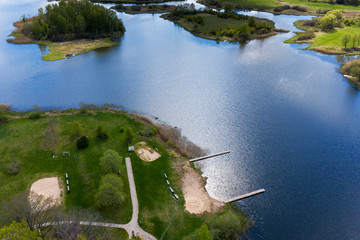 Lake in spring aftenoon in Aizpute, Latvia.