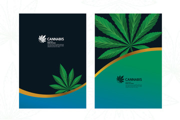 Green cannabis leaf Background vector illustration.