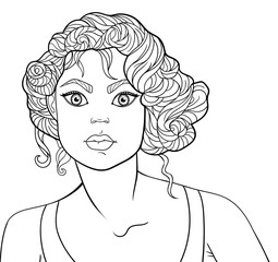 young girl with hairstyle coloring page