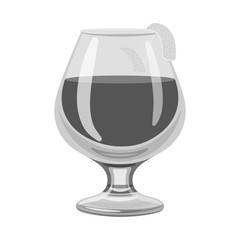 Vector illustration of glass and cognac symbol. Set of glass and ice stock vector illustration.