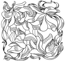 Fototapeta premium flowers ornamental coloring page
