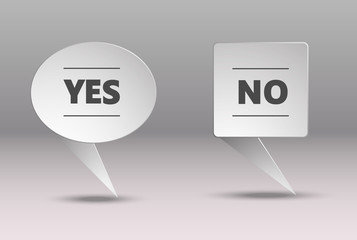 The banner of the words yes and no is made in the high-tech style. Gray background, stylish checkbox.