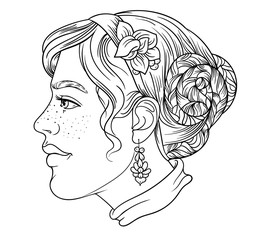 young girl face profile