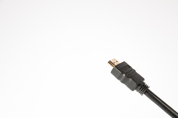 black cable HDMI connection on a white background