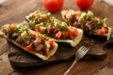 baked zucchini stuffed with meat