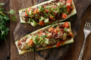 baked zucchini stuffed with meat