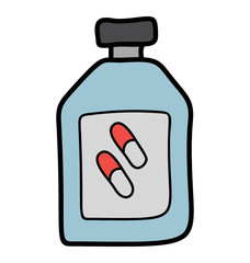 Medicine bottle in doodle icon