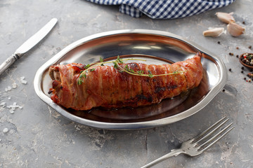 Homemade baked meat roll