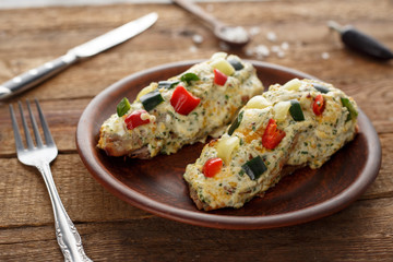 Cutlet with vegetables In the kitchen