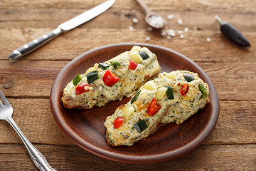Cutlet with vegetables In the kitchen