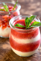 Dessert with strawberry and yoghurt 