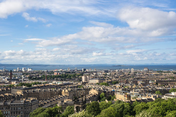 Fototapeta premium EDINBURGH, SCOTLAND - JUN12, 2017: View on the top of Edinburgh Calton Hill is landscape of old town city at Edinbrugh