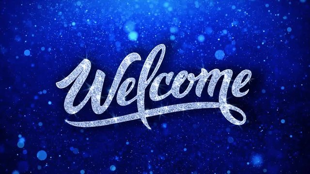 Welcome Greetings card Abstract Blinking Sparkle Glitter Particle Looped Background. Gift, card, Invitation, Celebration, Events, Message, Holiday Festival