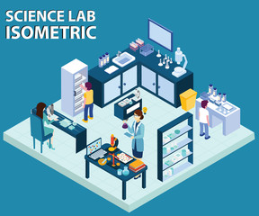 Isometric Artwork Concept of Science Lab